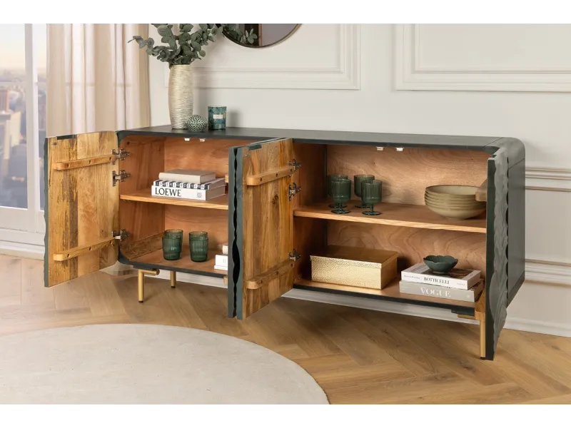 Buffet WAVE 160 cm turquoise | Buffet moderne design en bois massif – Adenia Home