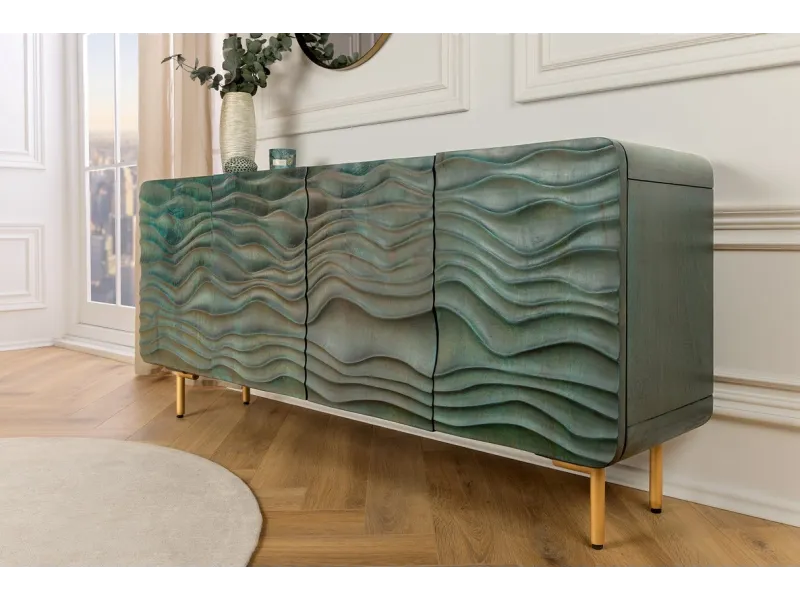 Buffet WAVE 160 cm turquoise | Buffet moderne design en bois massif – Adenia Home