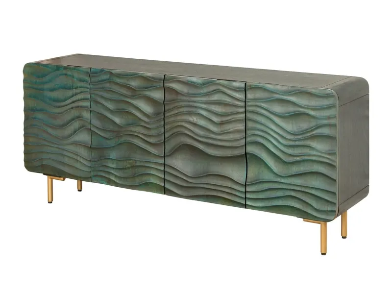 Buffet WAVE 160 cm turquoise | Buffet moderne design en bois massif – Adenia Home