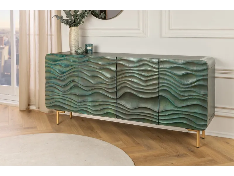 Buffet WAVE 160 cm turquoise | Buffet moderne design en bois massif – Adenia Home