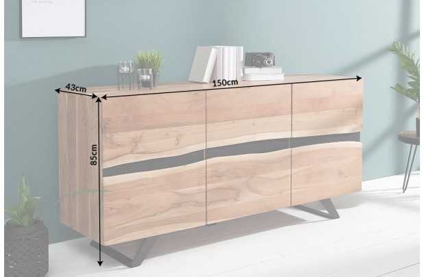 Buffet Haut style minimal en bois acacia 140cm pas cher