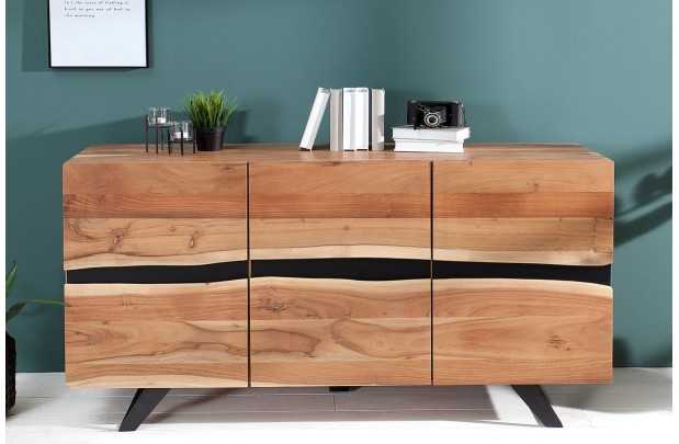 Buffet Haut style minimal en bois acacia 140cm pas cher
