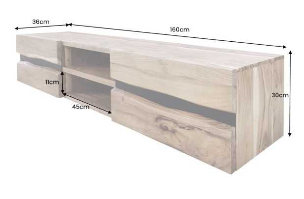 Meuble tv bois massif |Meuble tv design coloris naturel et noir à 2...