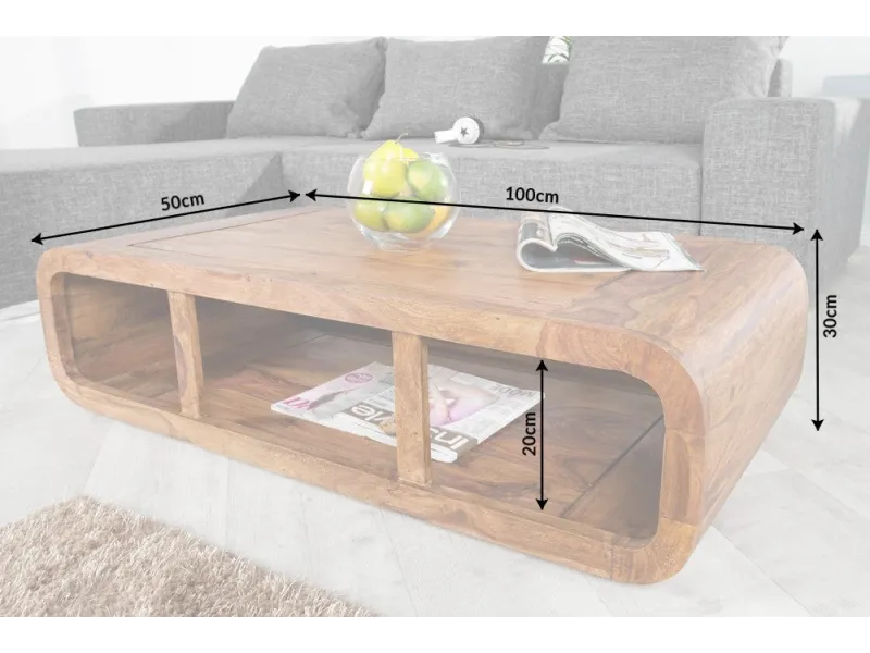 Table basse sheesham 100 cm | Table basse bois massif salon