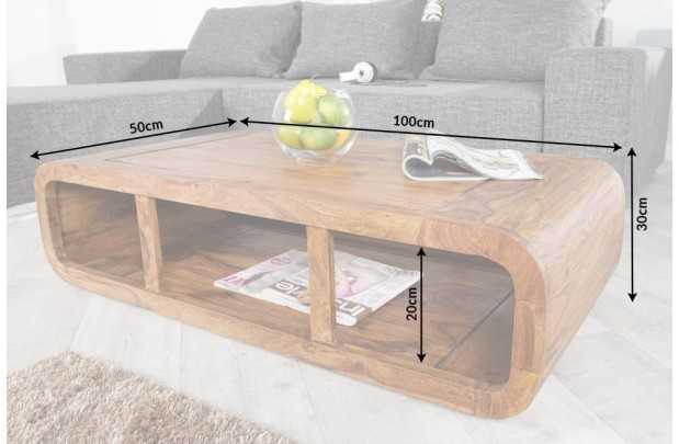 Table basse design rétro de 100cm coloris naturel en bois massif av...
