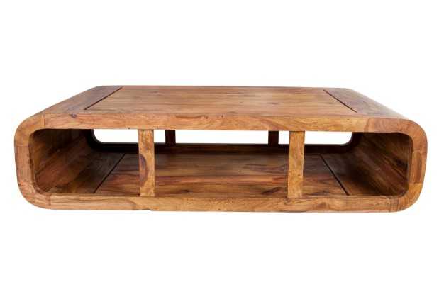 Table basse design rétro de 100cm coloris naturel en bois massif av...