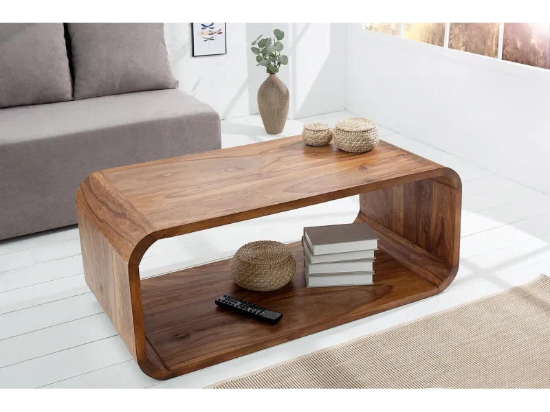Table basse design rétro de 100cm coloris naturel en bois massif av...