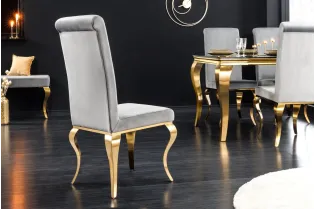 Chaise de salle à manger design baroque coloris gris argenté home |... 2