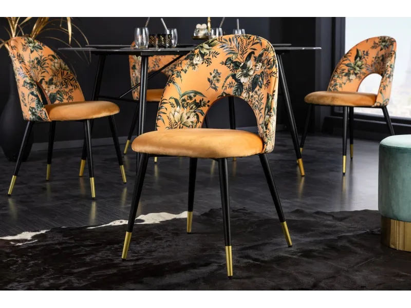 Chaise de salle à manger design baroque coloris gris argenté home |...