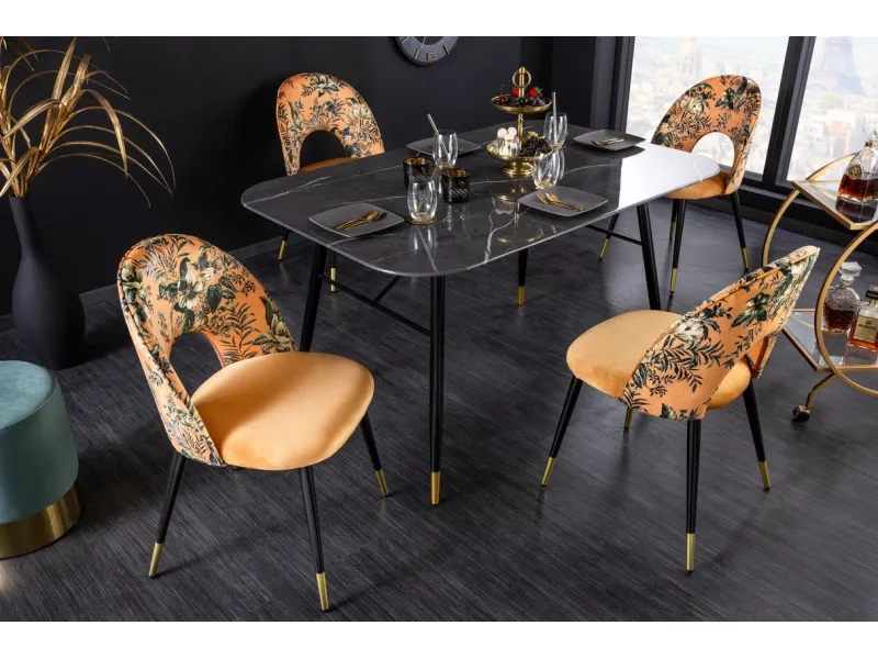 Chaise de salle à manger design baroque coloris gris argenté home |...