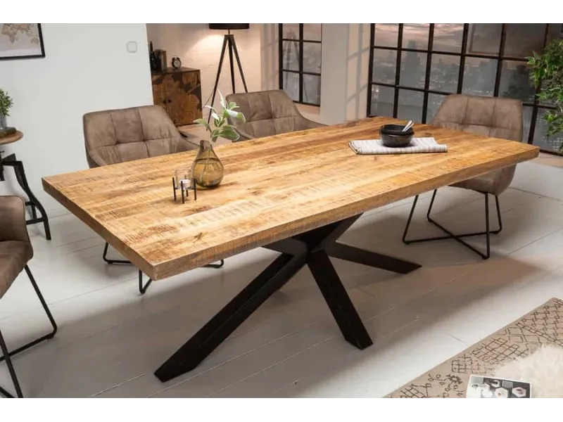 Table GALAXIE 160cm Bois Massif de Manguier & Métal - Adenia Home