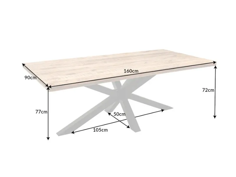 Table GALAXIE 160cm Bois Massif de Manguier & Métal - Adenia Home