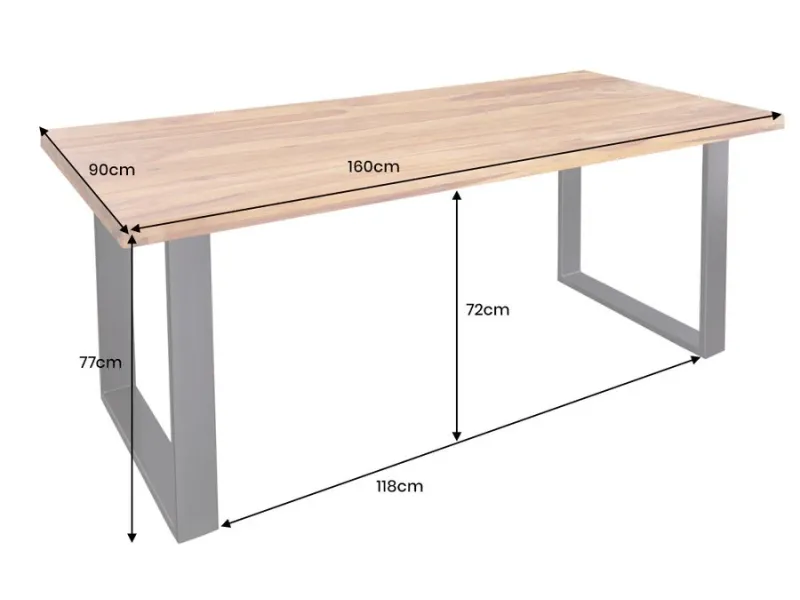 Table à manger Mammut 160cm acacia sauvage 26mm pas cher