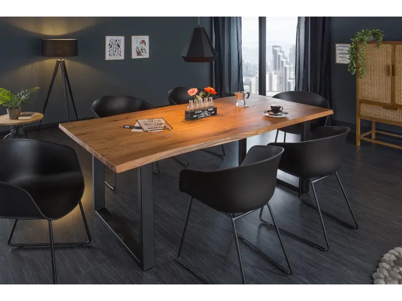 Table à manger tronc d'arbre 200 cm | Table à manger industrielle massif d'acacia