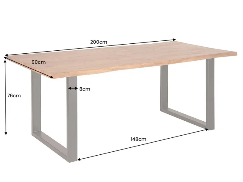 Table à manger tronc d'arbre 200 cm | Table à manger industrielle massif d'acacia
