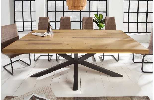 Table à manger en bois massif coloris naturel 200cm pas cher