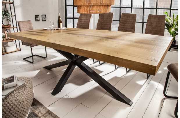 Table à manger en bois massif coloris naturel 200cm pas cher
