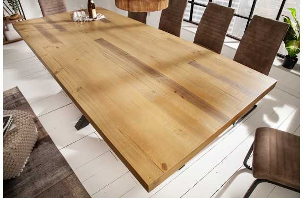 Table à manger en bois massif coloris naturel 200cm pas cher