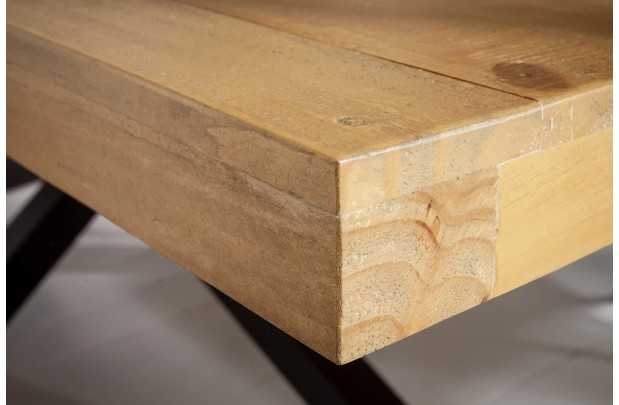 Table à manger en bois massif coloris naturel 200cm pas cher