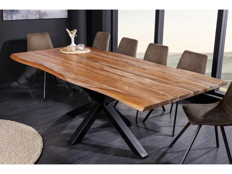 Table Mammut 200cm Bois Massif de Sheesham & Métal - Adenia Home