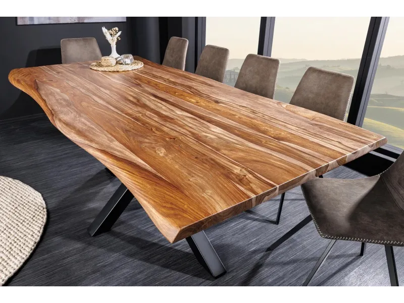 Table Mammut 200cm Bois Massif de Sheesham & Métal - Adenia Home
