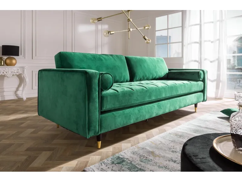 Canapé Moderne 3 Places en Velours – 220 cm de Confort Chic, Disponible en 5 Couleurs Élégantes