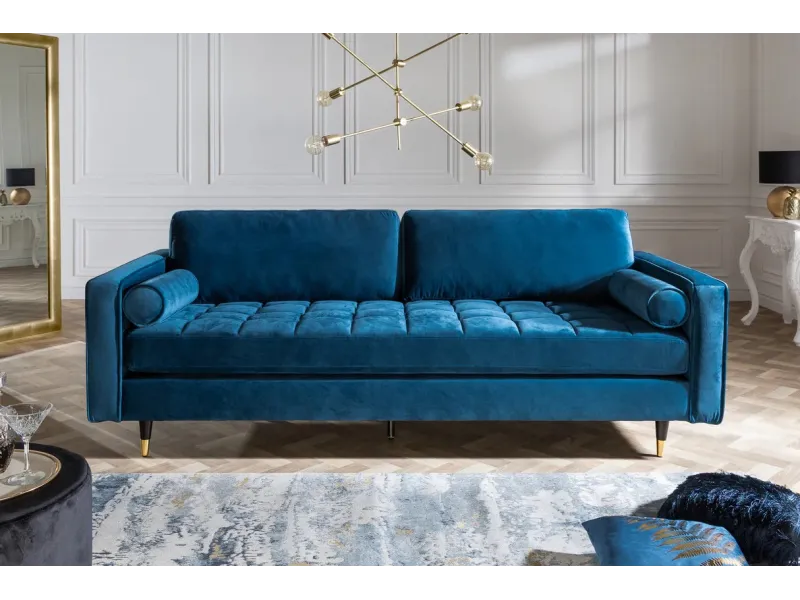 Canapé Moderne 3 Places en Velours – 220 cm de Confort Chic, Disponible en 5 Couleurs Élégantes