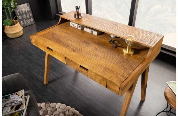 Bureau Davenport MONSOON 120 cm – Bois de Manguier Naturel avec Marques de Scie