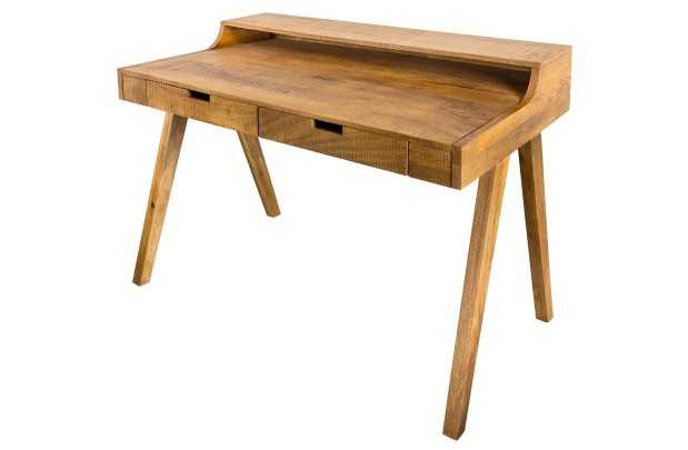 Bureau Davenport MONSOON 120 cm – Bois de Manguier Naturel avec Marques de Scie