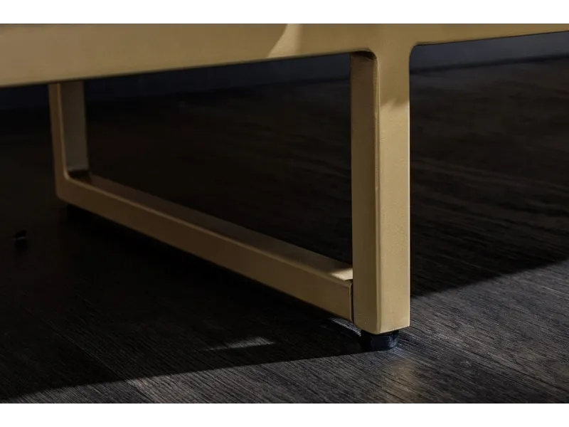 Meuble TV Gatsby 160cm en bois de manguier plateau marbre noir piètement doré