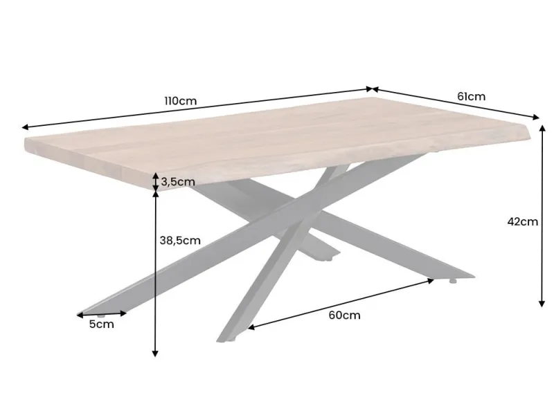 Table basse tronc d'arbre 110 cm | Table basse industrielle bois massif