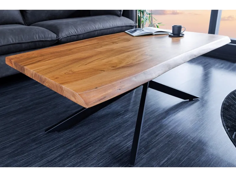 Table basse tronc d'arbre 110 cm | Table basse industrielle bois massif