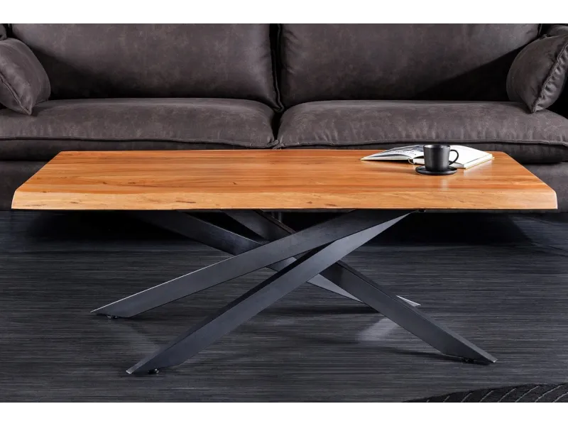 Table basse tronc d'arbre 110 cm | Table basse industrielle bois massif