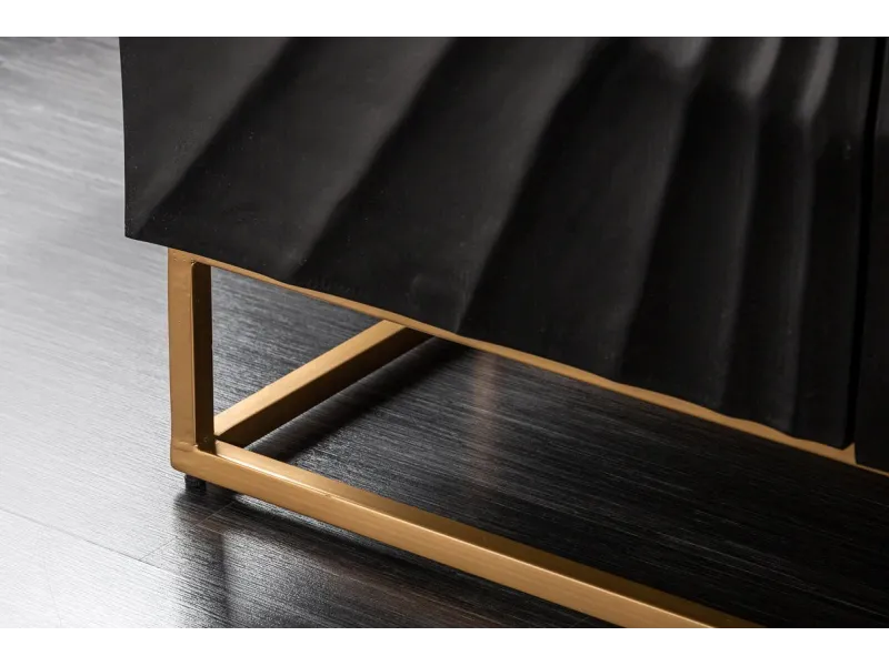 Buffet SCORPION Noir 140cm Bois de Manguier Sculpté - Adenia Home