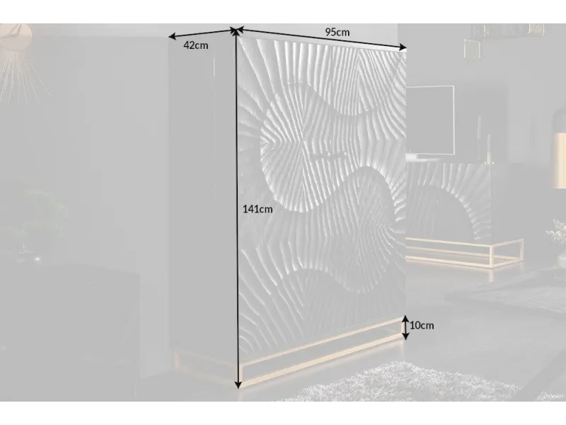 Armoire en  bois massif sculpté scorpion coloris noir 141cm pas cher