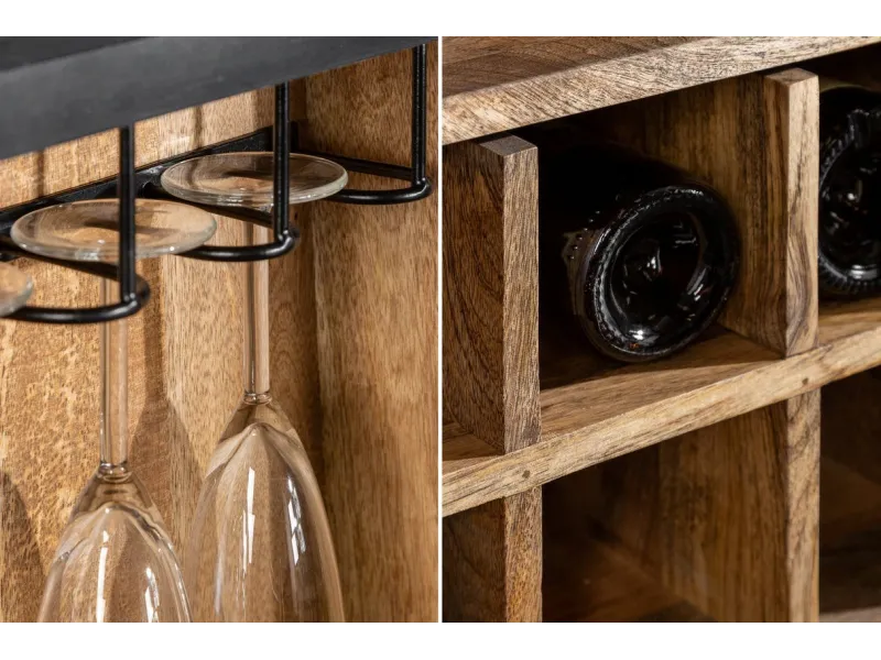 Armoire en  bois massif sculpté scorpion coloris noir 141cm pas cher