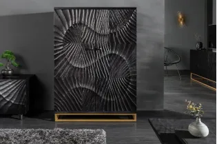 Armoire en  bois massif sculpté scorpion coloris noir 141cm pas cher 2