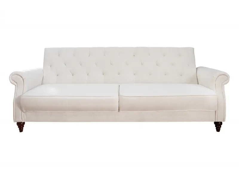 Canapé convertible design classique de couleur beige en tissu avec ...