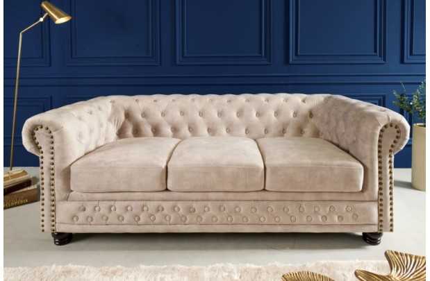 Canapé 3 places design chesterfield capitonné en simili cuir marron...