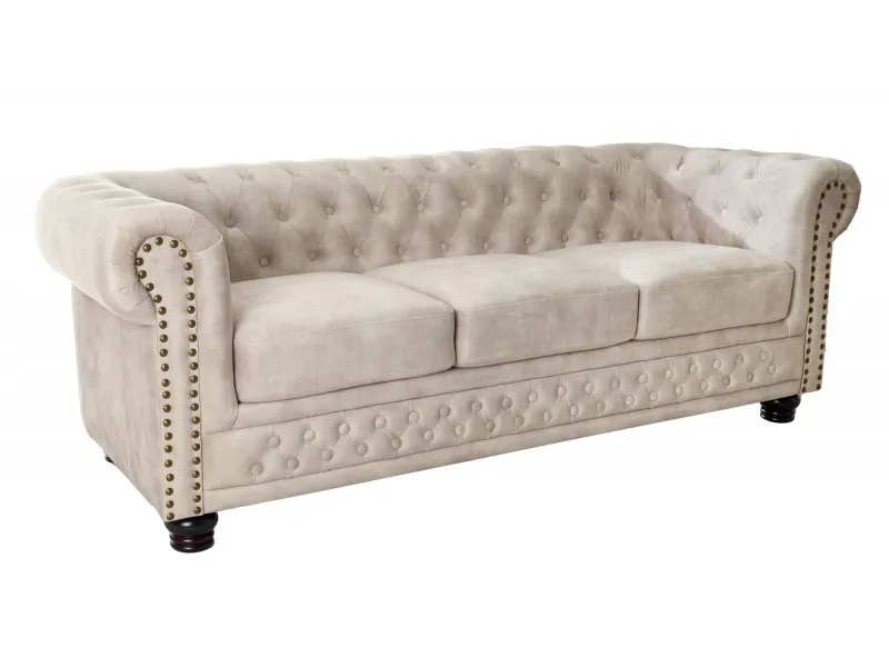 Canapé 3 places design chesterfield capitonné en simili cuir marron...