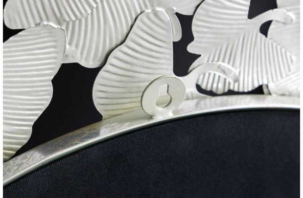 Miroir Rond avec Cadre en Feuilles de Ginkgo - Fait Main