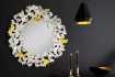 Miroir Rond avec Cadre en Feuilles de Ginkgo - Fait Main