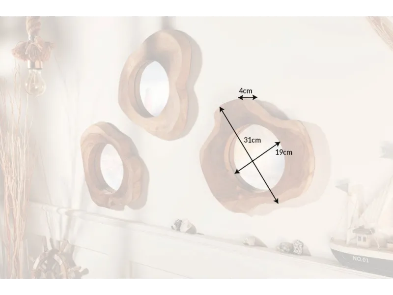 Miroir Reflect 31 cm en teck – Élégance naturelle et artisanat unique