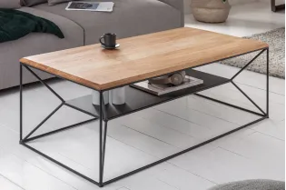 Table Basse Industrielle avec Étagère Flottante 2