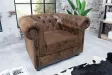 Fauteuil Chesterfield Marron Antique Microfibre - Adenia Home