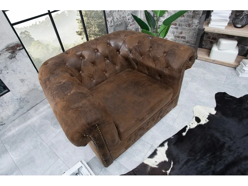 Fauteuil design chesterfield teinté marron Fauteuil |adeniahome.com