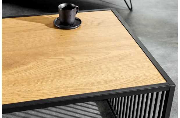 Table Basse Industrielle à Deux Niveaux Aspect chêne sauvage naturel