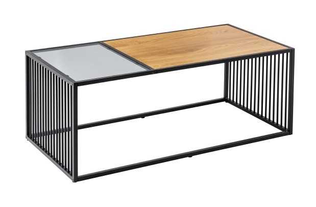 Table Basse Industrielle à Deux Niveaux Aspect chêne sauvage naturel