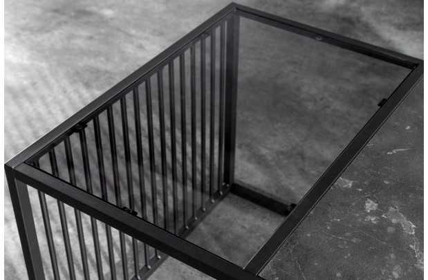 Table Basse ARCHITECTURE 100 cm – Aspect Marbre et Verre Fumé