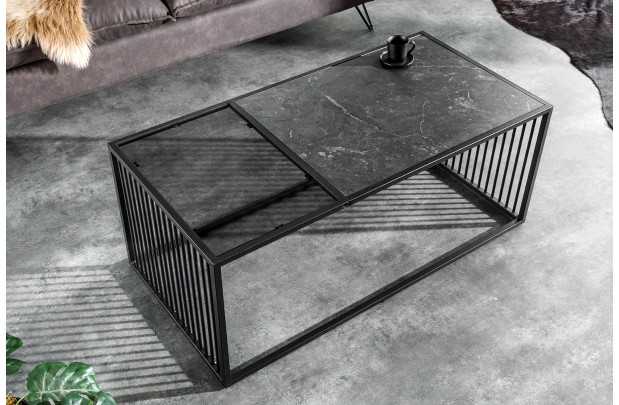 Table Basse ARCHITECTURE 100 cm – Aspect Marbre et Verre Fumé